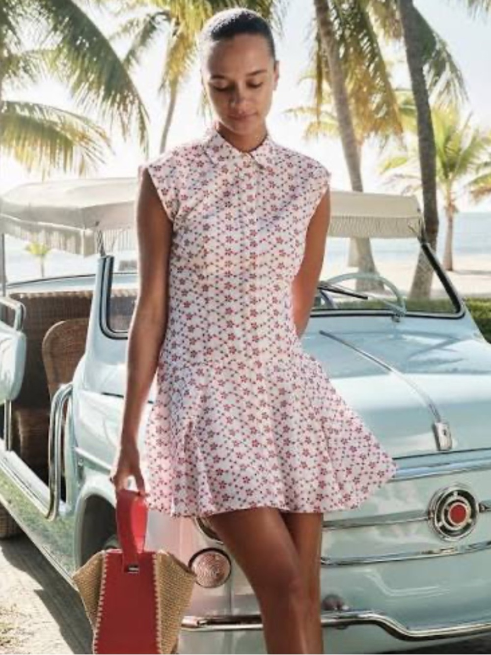 J.Crew Mini Eyelet Red White Shirt Dress Size 0 NWT Feminine - Picture 4 of 8